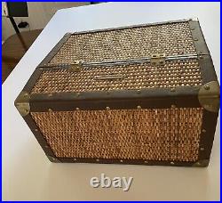 Prizmik & Brill XL Tabletop Humidor Chest Wicker Cedar Lined Brass Hardware