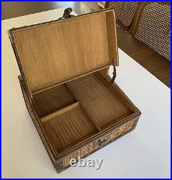 Prizmik & Brill XL Tabletop Humidor Chest Wicker Cedar Lined Brass Hardware