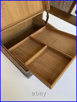 Prizmik & Brill XL Tabletop Humidor Chest Wicker Cedar Lined Brass Hardware