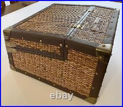 Prizmik & Brill XL Tabletop Humidor Chest Wicker Cedar Lined Brass Hardware