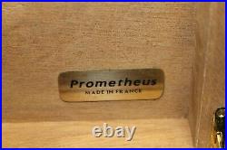Prometheus Cigar Humidor Hand Made Wood Inlay Key Dust Cover & Box -A17