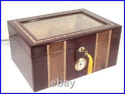 Quality Importers Cigar Humidor Rosewood With Maple Burled Wood Inlay Design