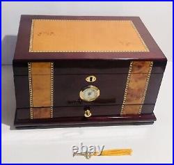 Quality Importers Cigar Humidor Rosewood With Maple Burled Wood Inlay Design