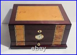 Quality Importers Cigar Humidor Rosewood With Maple Burled Wood Inlay Design