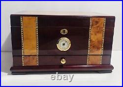 Quality Importers Cigar Humidor Rosewood With Maple Burled Wood Inlay Design