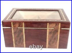 Quality Importers Cigar Humidor Rosewood With Maple Burled Wood Inlay Design