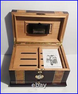 Quality Importers Cigar Humidor Rosewood With Maple Burled Wood Inlay Design