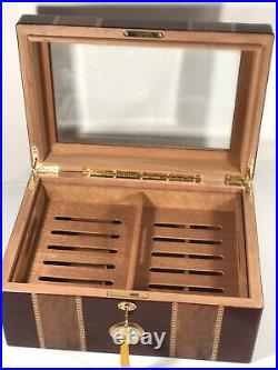 Quality Importers Cigar Humidor Rosewood With Maple Burled Wood Inlay Design