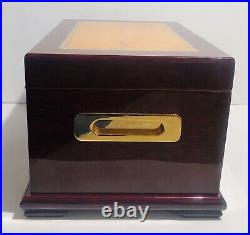 Quality Importers Cigar Humidor Rosewood With Maple Burled Wood Inlay Design