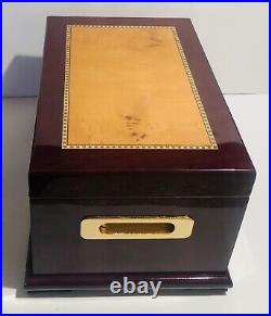 Quality Importers Cigar Humidor Rosewood With Maple Burled Wood Inlay Design