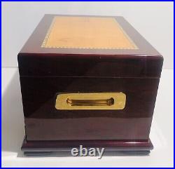 Quality Importers Cigar Humidor Rosewood With Maple Burled Wood Inlay Design