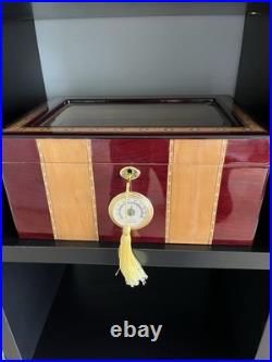 Quality Importers Glass Top Humidor, Cherry