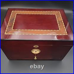 Quality Importers Large Cigar Humidor With Wood Inlay Design And Key