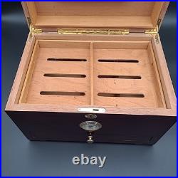 Quality Importers Large Cigar Humidor With Wood Inlay Design And Key