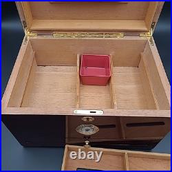Quality Importers Large Cigar Humidor With Wood Inlay Design And Key