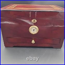 Quality Importers Large Cigar Humidor With Wood Inlay Design And Key