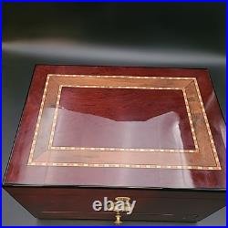Quality Importers Large Cigar Humidor With Wood Inlay Design And Key