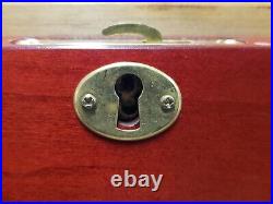Quality Importers Locking Humidor Cigar Storage Wood Box Slant Glass Top 21x10x8