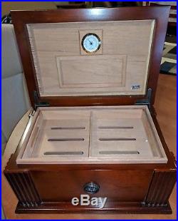 Quantas Tradition Cigar Box Humidor All Wood Sure Seal Lid Tech 14 x 9 x 8