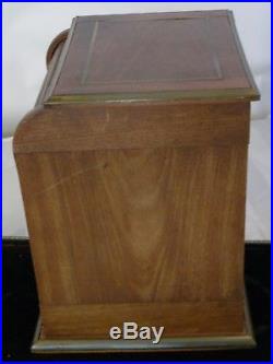 RARE ANTIQUE WOODEN ROLL TOP CIGAR CASE HUMIDOR With KEY