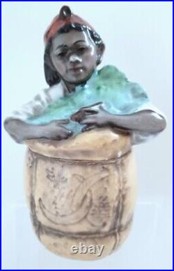 RARE Antique Austrian RARE Porcelain Terracotta Blackamoor Tobacco Humidor