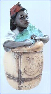 RARE Antique Austrian RARE Porcelain Terracotta Blackamoor Tobacco Humidor