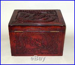 RARE Antique Benson & Hedges Carved Humidor Box Havana Cigars Tobacco Asian