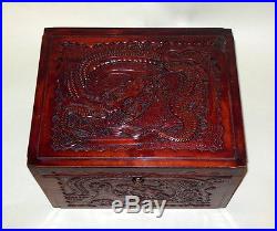 RARE Antique Benson & Hedges Carved Humidor Box Havana Cigars Tobacco Asian