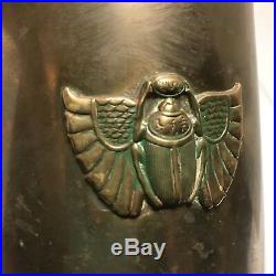 RARE Antique Egyptian Cigar Humidor Karnak Brass Scarab Beetle Benedict 622