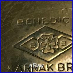 RARE Antique Egyptian Cigar Humidor Karnak Brass Scarab Beetle Benedict 622