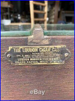 RARE Antique Oak Loudon Cigar Humidor Country Store Display Case FREE SHIPPING