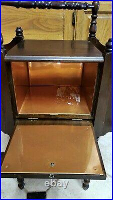RARE Antique Wood COPPER LINED Humidor/Tobacco Table Magazine Holders Both Sides