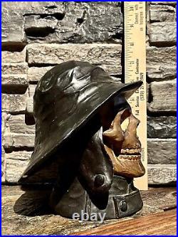 RARE Bernard Bloch BB Souwester Skull Figural Tobacco Jar Humidor Austria