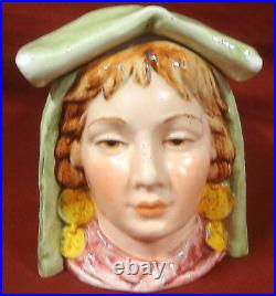 RARE! C1890 MAJOLICA HUMIDOR LADY with COIN EARRINGS #3668-54 TOP CONDITION