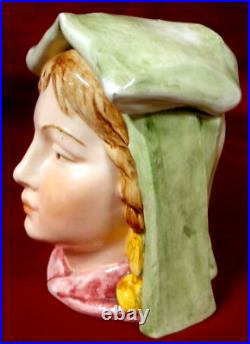 RARE! C1890 MAJOLICA HUMIDOR LADY with COIN EARRINGS #3668-54 TOP CONDITION