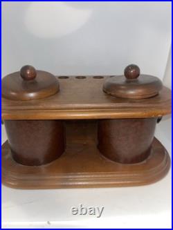 RARE Double Tobacco Humidor w 7 Pipe Stand Horse World Map Equestrian