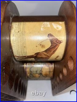 RARE Double Tobacco Humidor w 7 Pipe Stand Horse World Map Equestrian