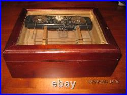 RARE JACK DANIELS CIGAR HUMIDOR With BEVELED GLASS ETCH TOP 11 1/4 x 9 3/8 X4