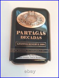 RARE Partagas Limited Reserve Decades 1998 Imported 3 Cigar Case Metal Logo Box