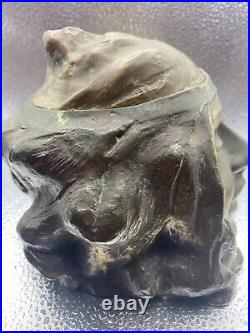 RARE UNIQUE Vintage Bronze WOMAN'S HEAD Tobacco Jar / Humidor