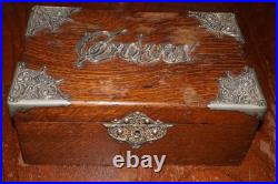 RARE VINTAGE TIGER QUARTER SAWN OAK BOX HUMIDOR ZINC LINED 10x6.5x4