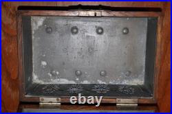 RARE VINTAGE TIGER QUARTER SAWN OAK BOX HUMIDOR ZINC LINED 10x6.5x4