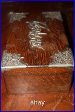 RARE VINTAGE TIGER QUARTER SAWN OAK BOX HUMIDOR ZINC LINED 10x6.5x4