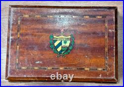 RAREST VINTAGE CIGAR HUMIDOR Wooden REPUBLIC IN ARMS SHIELD 1920s EMPTY MACHADO