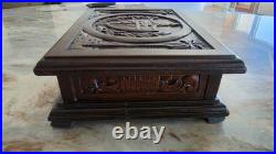 RAREST VINTAGE CIGAR HUMIDOR Wooden REPUBLIC TREE SHIELD 1920s EMPTY MACHADO