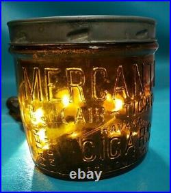 Rare 1890's Embossed Orange Amber Tobacco Jar Mercantile Cigars St. Louis
