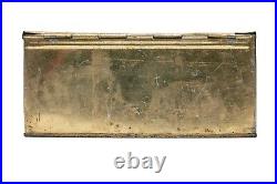 Rare 1900s Protection paper label hinged humidor cigar tin in good condition