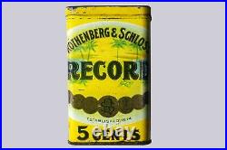 Rare 1910s Rothenberg & Schloss Record litho 25 cigar humidor tin in good cond