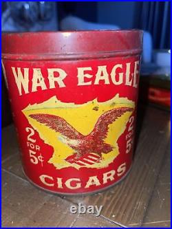 Rare 1910s War Eagle litho humidor 50 cigar tin is in good condition