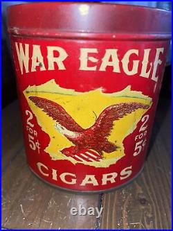 Rare 1910s War Eagle litho humidor 50 cigar tin is in good condition